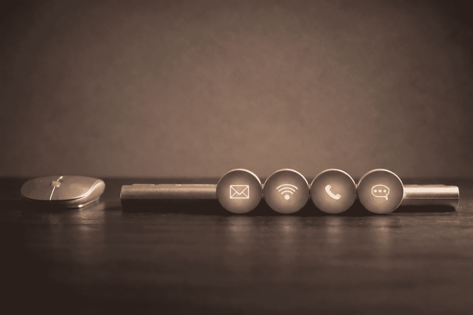 Desk with contact method icons